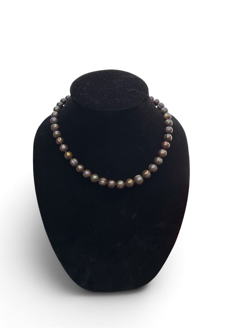 Vintage Honora Pearl Grey Brown 925 Silver & Base Metal Clasp Necklace 18"
